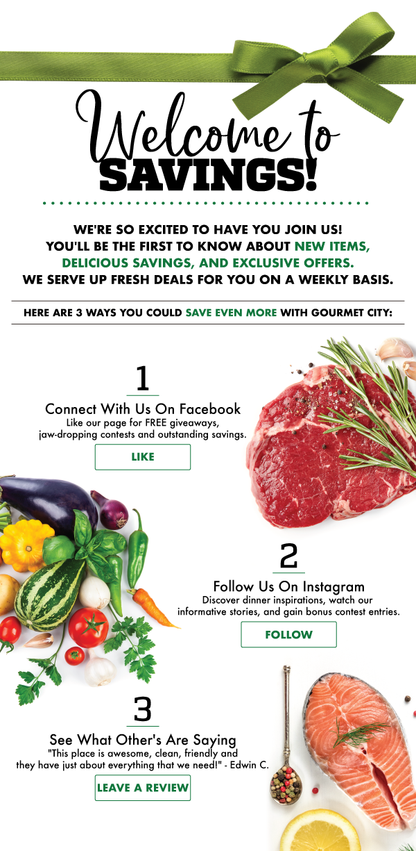 Gourmet City — Welcome to Savings email